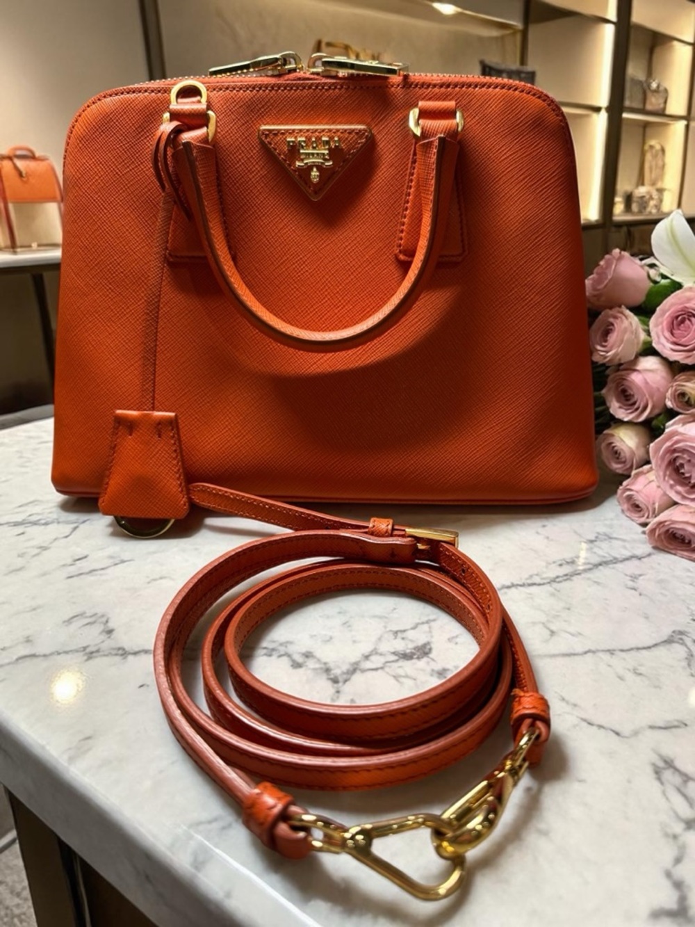 Prada Saffiano Lux Promenade Handbag